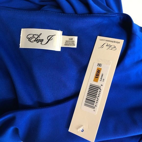Eliza J Cobalt Blue Side Ruched Long Sleeve Dress NWT - Picture 9 of 12
